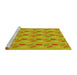 Sideview of Machine Washable Transitional Neon Yellow Green Rug, wshpat3287yw