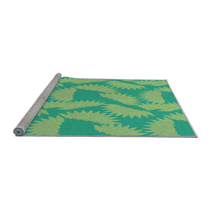 Sideview of Machine Washable Transitional Lime Mint Green Rug, wshpat3288lblu