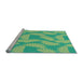 Sideview of Machine Washable Transitional Lime Mint Green Rug, wshpat3288lblu