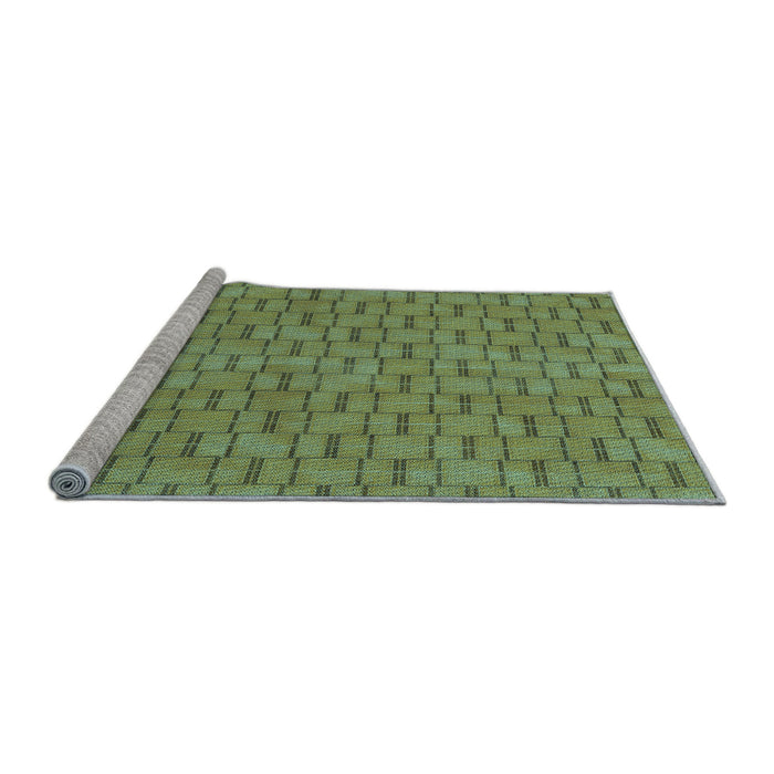 Sideview of Machine Washable Transitional Green Rug, wshpat3289lblu