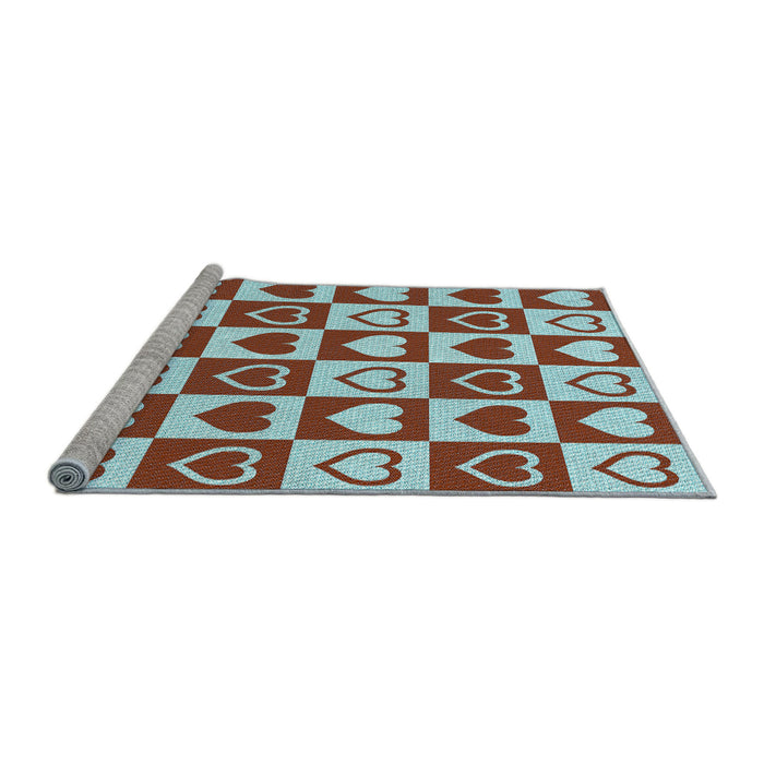 Sideview of Machine Washable Transitional Blue Rug, wshpat329lblu