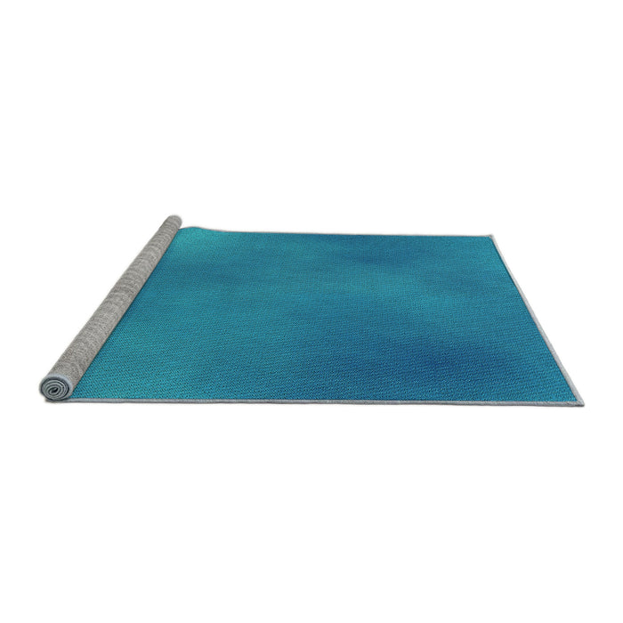 Sideview of Machine Washable Transitional Blue Rug, wshpat3291lblu