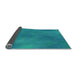 Thickness of Patterned Dark Cyan Green Rug, pat3292lblu