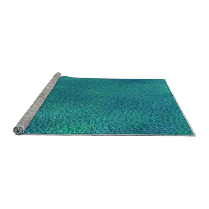 Sideview of Machine Washable Transitional Dark Cyan Green Rug, wshpat3292lblu