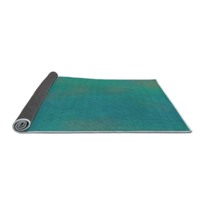 Thickness of Patterned Dark Cyan Green Rug, pat3294lblu