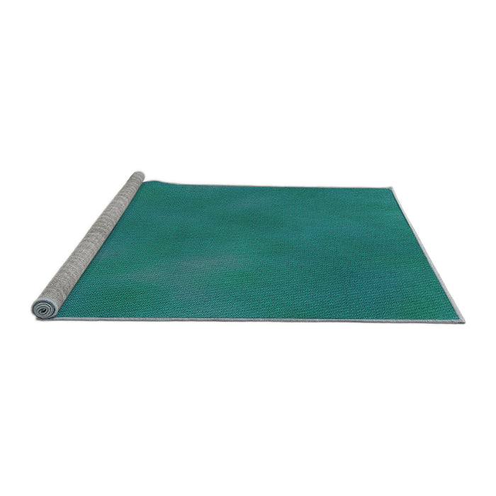Sideview of Machine Washable Transitional Dark Cyan Green Rug, wshpat3295lblu