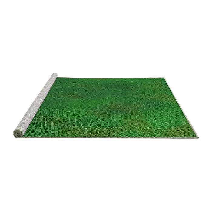 Sideview of Machine Washable Transitional Green Rug, wshpat3297grn