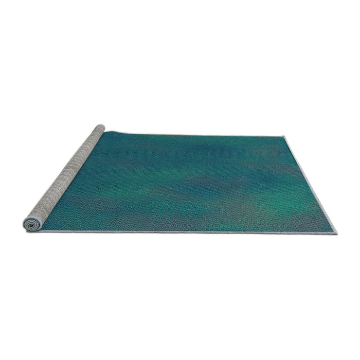 Sideview of Machine Washable Transitional Dark Turquoise Green Rug, wshpat3297lblu
