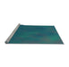 Sideview of Machine Washable Transitional Dark Turquoise Green Rug, wshpat3297lblu