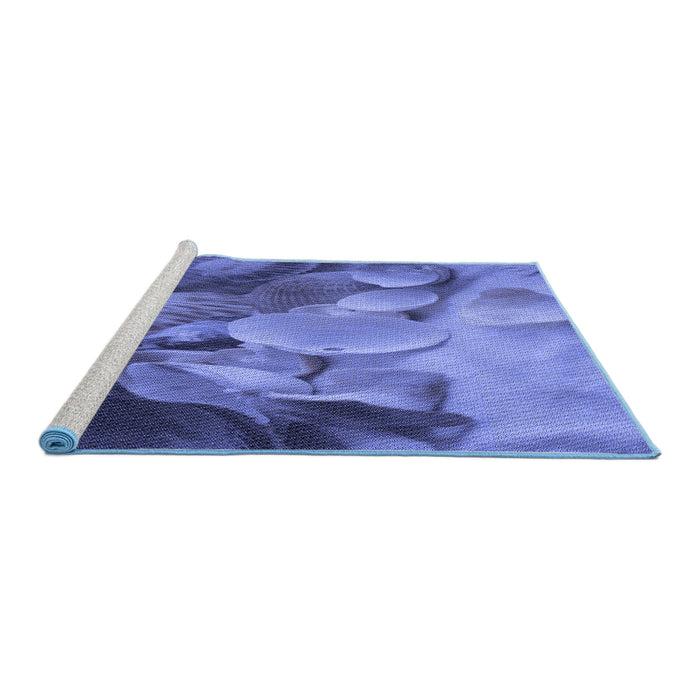 Sideview of Machine Washable Transitional Sky Blue Rug, wshpat3298blu