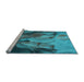 Sideview of Machine Washable Transitional Bright Turquoise Blue Rug, wshpat3298lblu