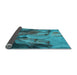 Thickness of Patterned Bright Turquoise Blue Rug, pat3298lblu