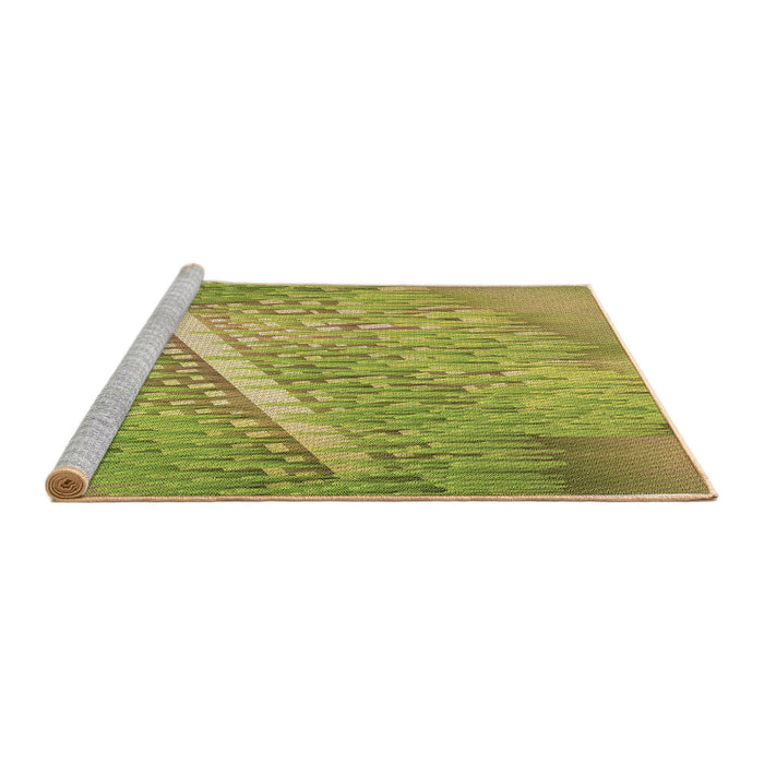 Sideview of Machine Washable Transitional Dark Yellow Green Rug, wshpat3299brn