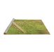 Sideview of Machine Washable Transitional Dark Yellow Green Rug, wshpat3299brn