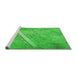 Sideview of Machine Washable Transitional Lime Green Rug, wshpat3299grn