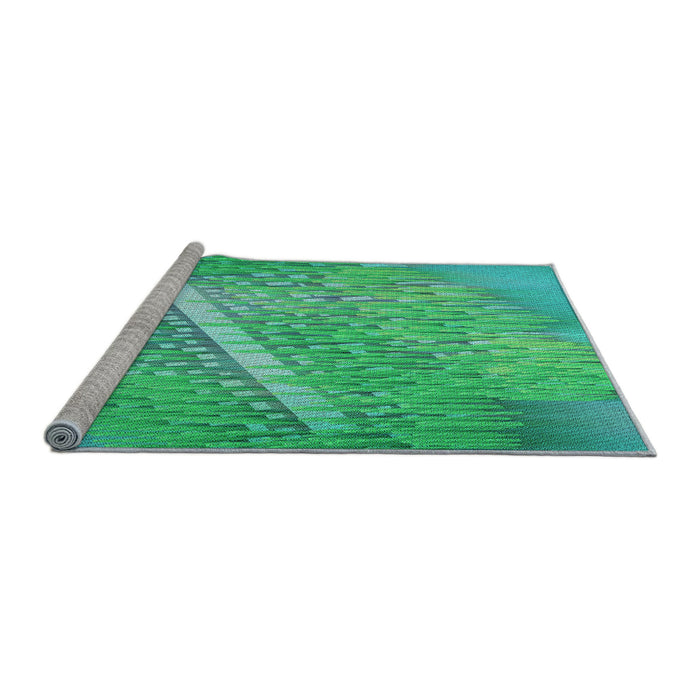 Sideview of Machine Washable Transitional Spring Green Rug, wshpat3299lblu