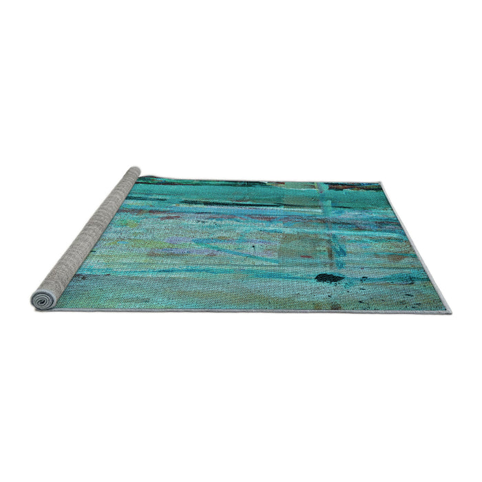 Machine Washable Transitional Aquamarine Stone Green Rug in a Bedroom, wshpat33lblu
