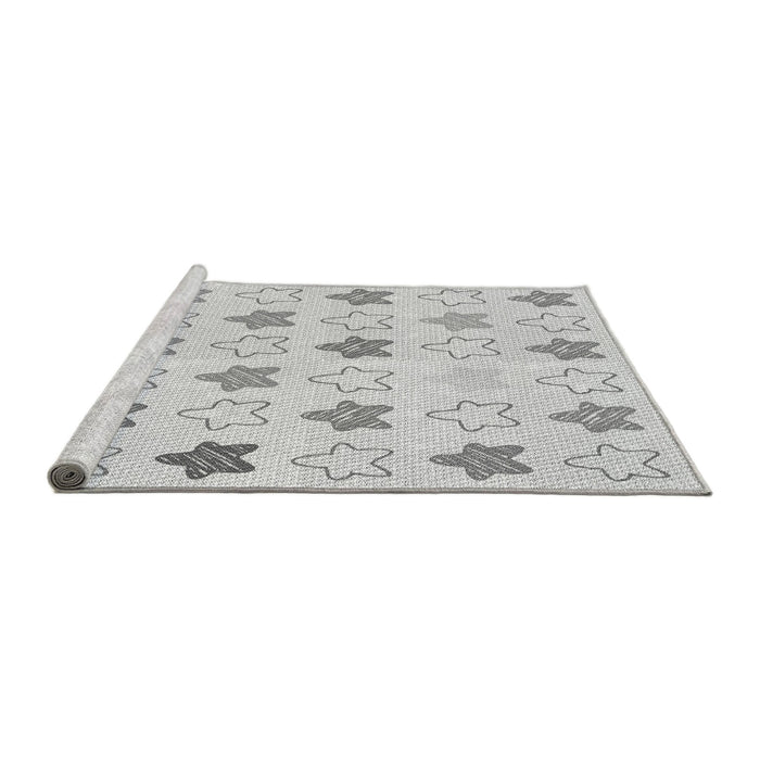 Sideview of Machine Washable Transitional Platinum Gray Rug, wshpat3300gry
