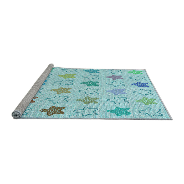 Sideview of Machine Washable Transitional Electric Blue Rug, wshpat3300lblu