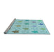 Sideview of Machine Washable Transitional Electric Blue Rug, wshpat3300lblu