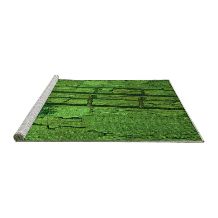 Sideview of Machine Washable Transitional Deep Emerald Green Rug, wshpat3301grn