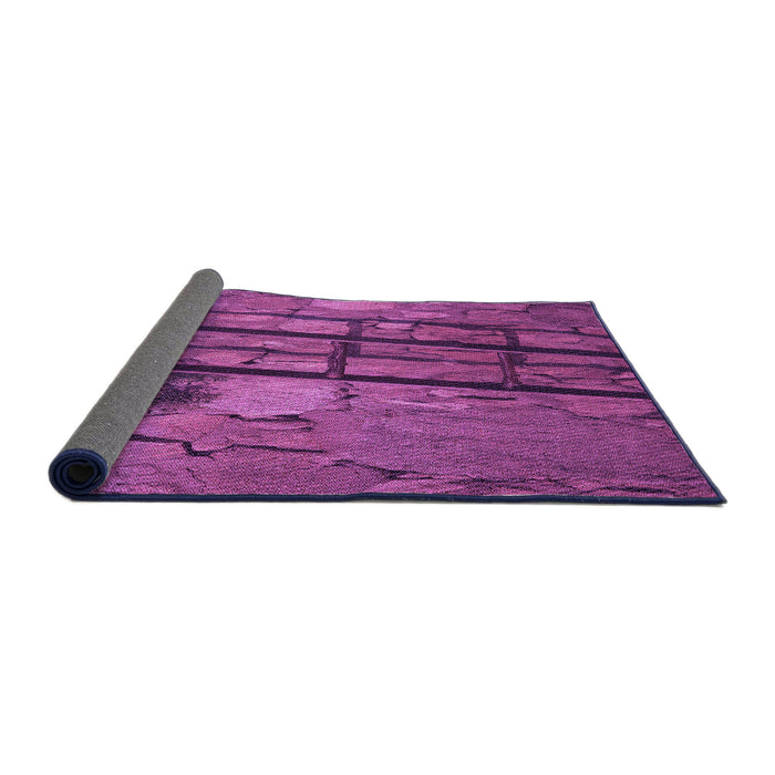 Thickness of Patterned Dark Magenta Purple Rug, pat3301pur