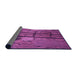 Thickness of Patterned Dark Magenta Purple Rug, pat3301pur
