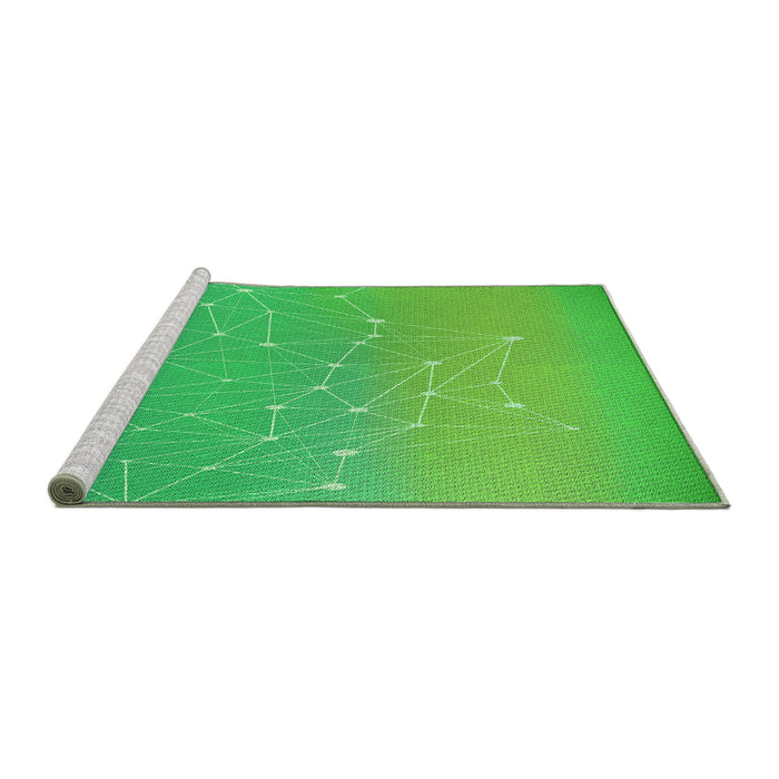 Sideview of Machine Washable Transitional Neon Green Rug, wshpat3303grn