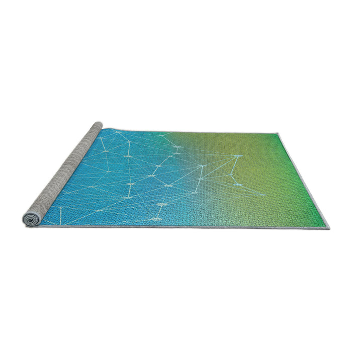 Sideview of Machine Washable Transitional Turquoise Green Rug, wshpat3303lblu