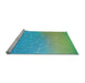 Sideview of Machine Washable Transitional Turquoise Green Rug, wshpat3303lblu