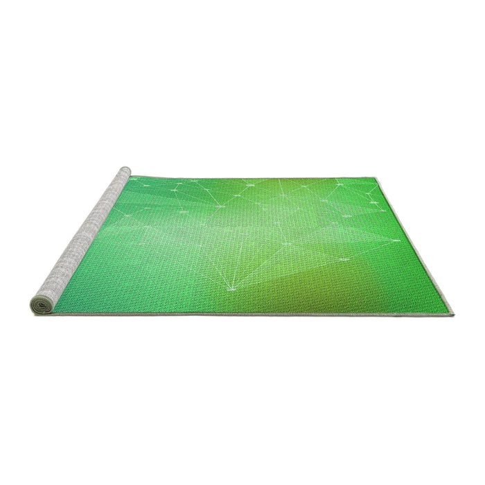 Sideview of Machine Washable Transitional Neon Green Rug, wshpat3304grn