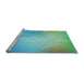 Sideview of Machine Washable Transitional Turquoise Green Rug, wshpat3304lblu