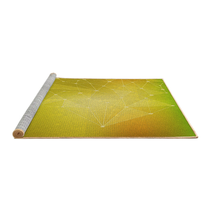Sideview of Machine Washable Transitional Yellow Rug, wshpat3304yw