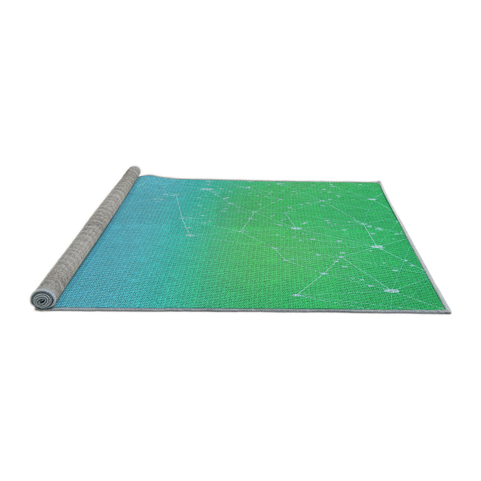Sideview of Machine Washable Transitional Dark Turquoise Green Rug, wshpat3305lblu