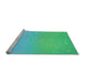 Sideview of Machine Washable Transitional Dark Turquoise Green Rug, wshpat3305lblu