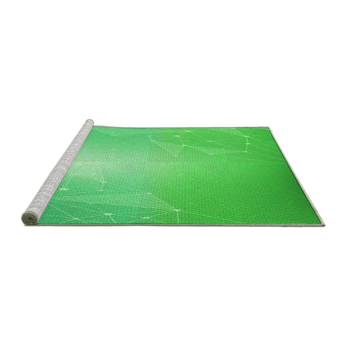 Sideview of Machine Washable Transitional Neon Green Rug, wshpat3306grn