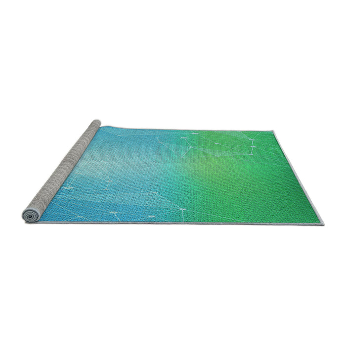 Sideview of Machine Washable Transitional Dark Turquoise Green Rug, wshpat3306lblu