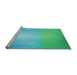 Sideview of Machine Washable Transitional Dark Turquoise Green Rug, wshpat3306lblu