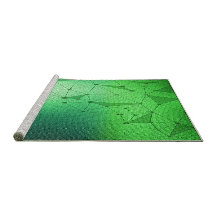 Sideview of Machine Washable Transitional Neon Green Rug, wshpat3307grn