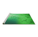 Sideview of Machine Washable Transitional Neon Green Rug, wshpat3307grn