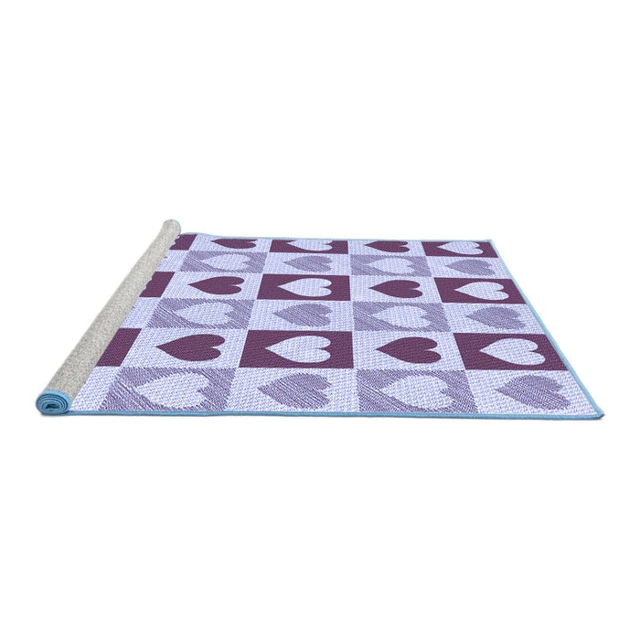 Sideview of Machine Washable Transitional Blue Rug, wshpat331blu