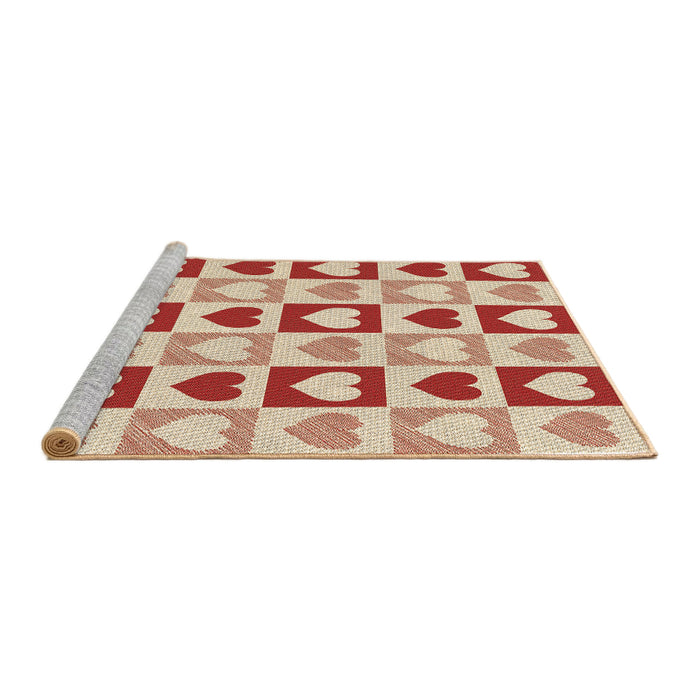 Sideview of Machine Washable Transitional Red Rug, wshpat331brn