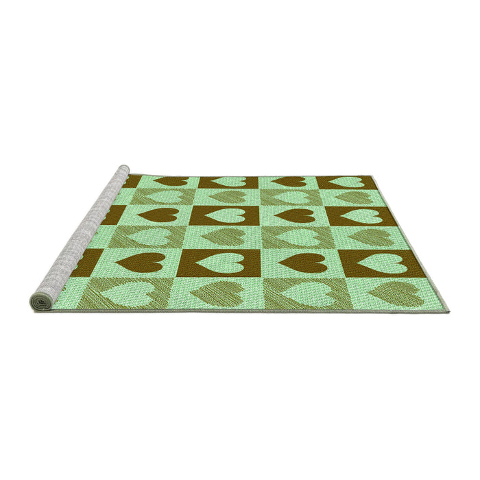 Sideview of Machine Washable Transitional Olive Green Rug, wshpat331grn