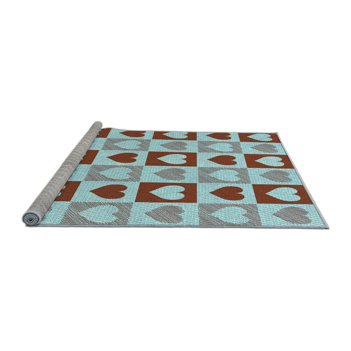 Sideview of Machine Washable Transitional Blue Rug, wshpat331lblu