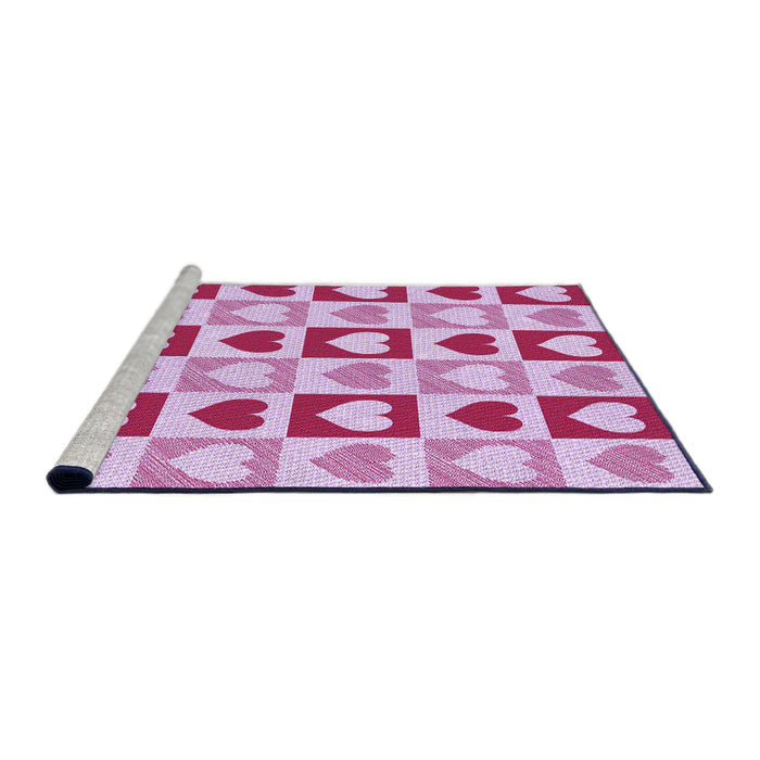 Sideview of Machine Washable Transitional Neon Hot Pink Rug, wshpat331pur