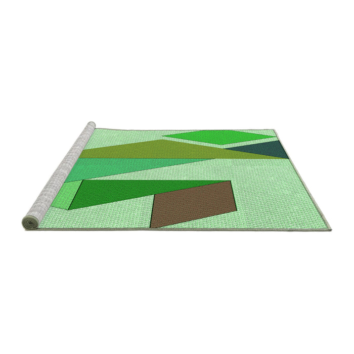 Sideview of Machine Washable Transitional Green Rug, wshpat3311grn