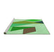 Sideview of Machine Washable Transitional Green Rug, wshpat3311grn