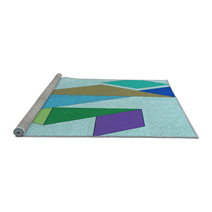 Sideview of Machine Washable Transitional Blue Rug, wshpat3311lblu