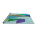 Sideview of Machine Washable Transitional Blue Rug, wshpat3311lblu