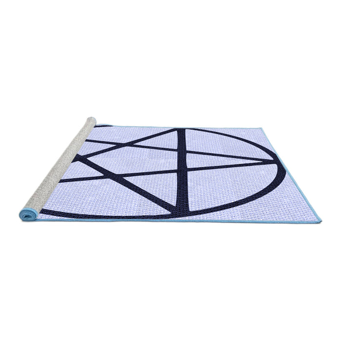 Sideview of Machine Washable Transitional Lavender Blue Rug, wshpat3312blu